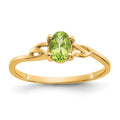 10k Polished 6x4mm Oval Genuine August/ Peridot Birthstone Ring