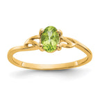 10k Polished 6x4mm Oval Genuine August/ Peridot Birthstone Ring