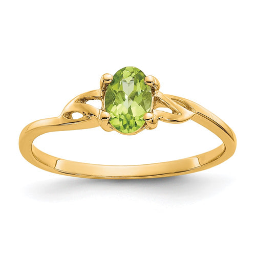 10k Polished 6x4mm Oval Genuine August/ Peridot Birthstone Ring