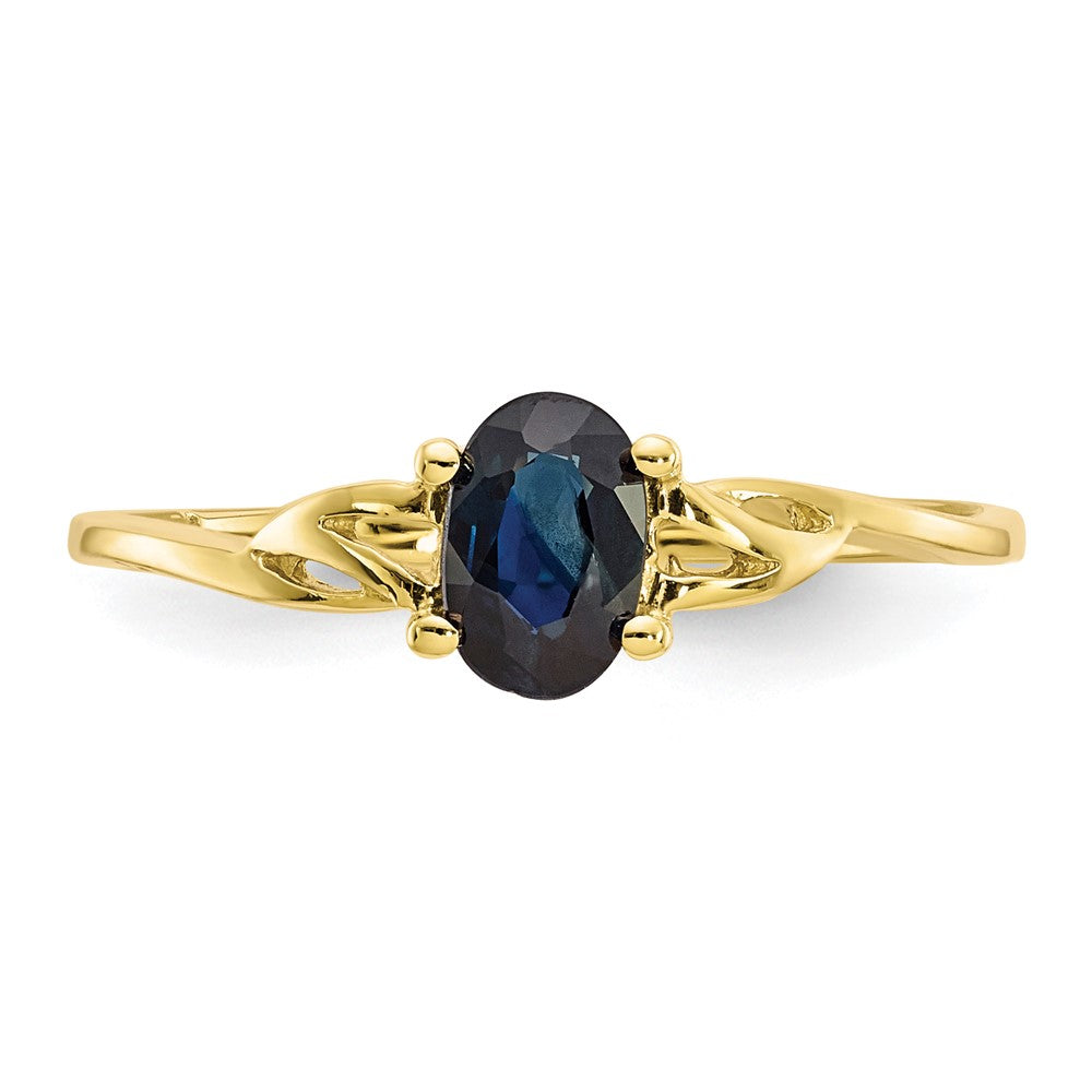 10k Polished 6x4mm Oval Genuine September/ Sapphire Birthstone Ring