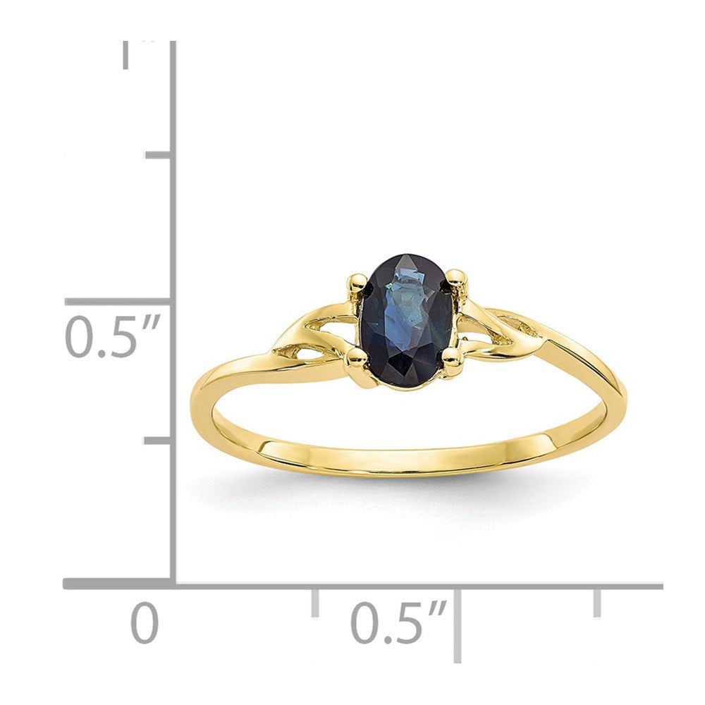 10k Polished 6x4mm Oval Genuine September/ Sapphire Birthstone Ring