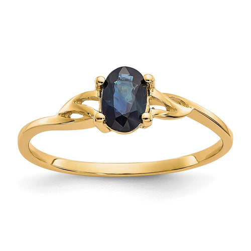 10k Polished 6x4mm Oval Genuine September/ Sapphire Birthstone Ring