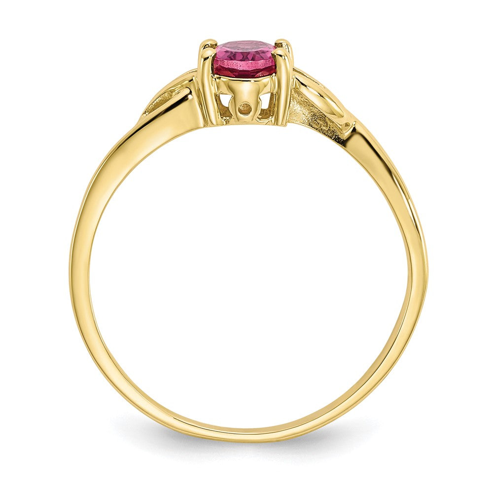 10k Polished 6x4mm Oval Genuine October/ Pink Tourmaline Birthstone Ring