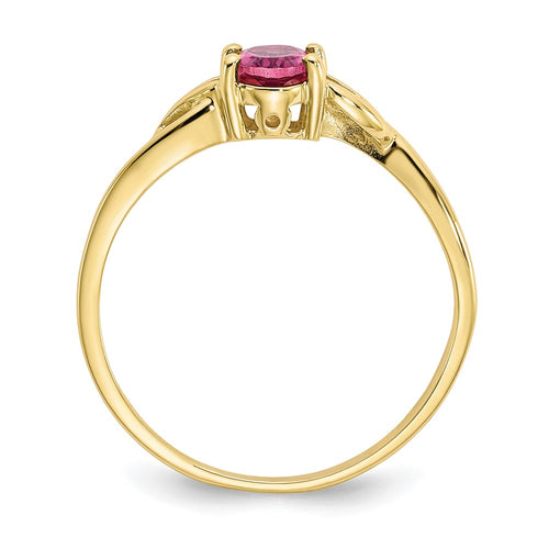 10k Polished 6x4mm Oval Genuine October/ Pink Tourmaline Birthstone Ring
