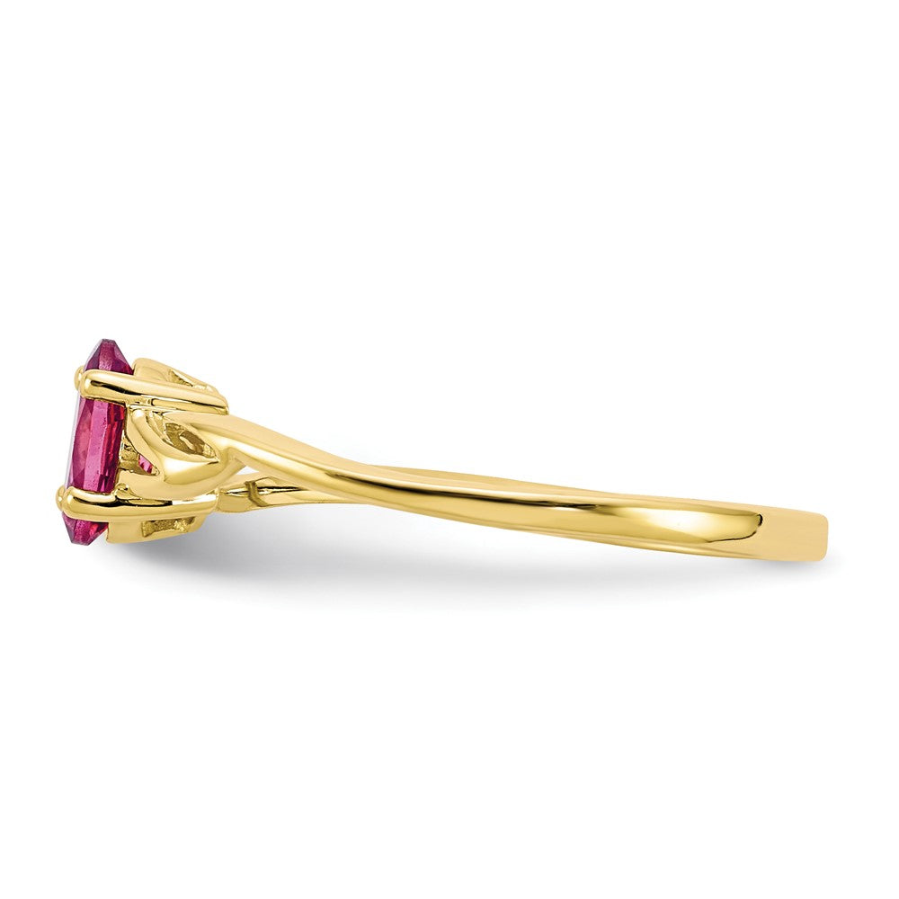 10k Polished 6x4mm Oval Genuine October/ Pink Tourmaline Birthstone Ring