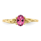 10k Polished 6x4mm Oval Genuine October/ Pink Tourmaline Birthstone Ring