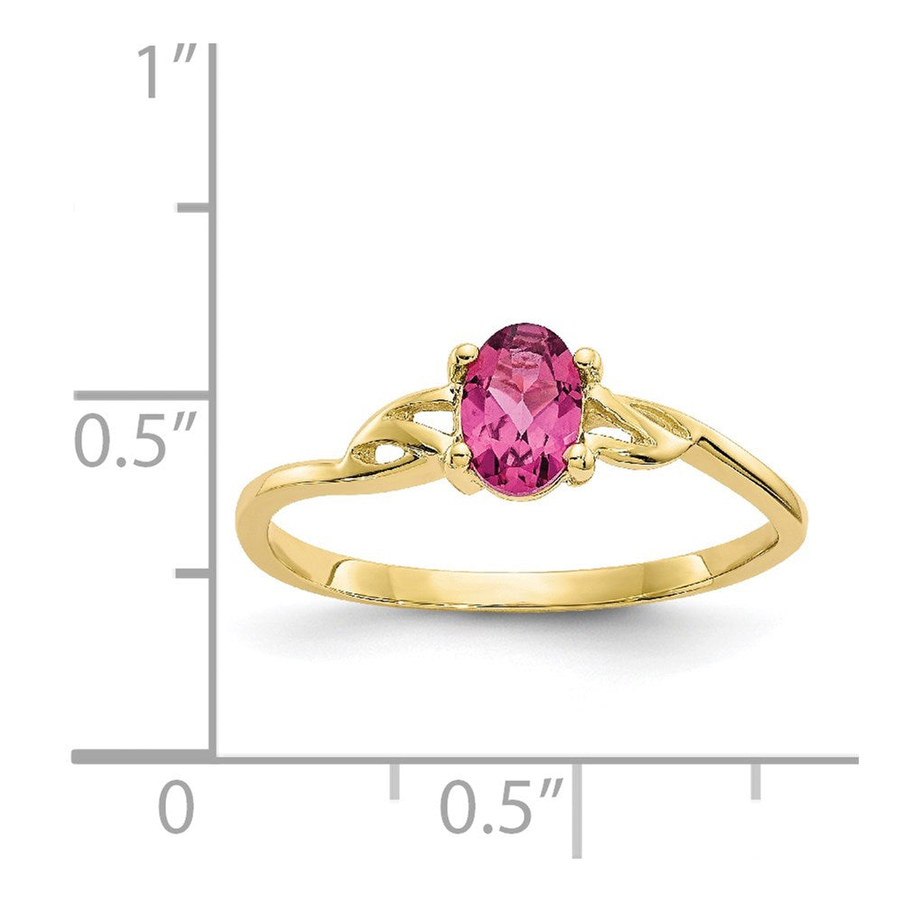 10k Polished 6x4mm Oval Genuine October/ Pink Tourmaline Birthstone Ring