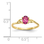 10k Polished 6x4mm Oval Genuine October/ Pink Tourmaline Birthstone Ring