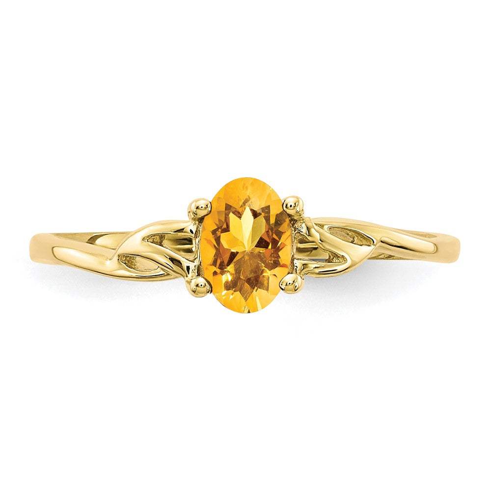 10k Polished 6x4mm Oval Genuine November/ Citrine Birthstone Ring