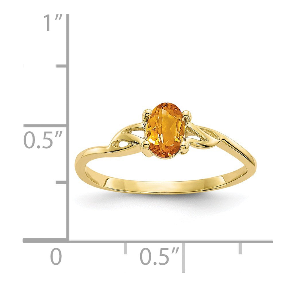 10k Polished 6x4mm Oval Genuine November/ Citrine Birthstone Ring