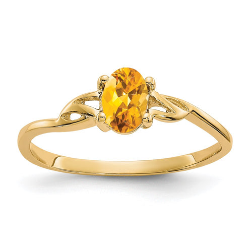 10k Polished 6x4mm Oval Genuine November/ Citrine Birthstone Ring