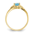10k Polished 6x4mm Oval Genuine December/ Blue Topaz Birthstone Ring