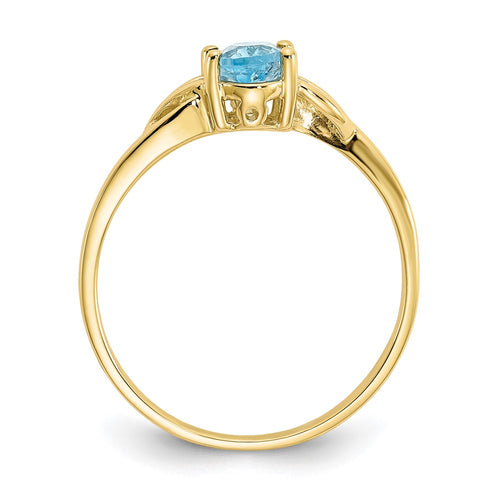 10k Polished 6x4mm Oval Genuine December/ Blue Topaz Birthstone Ring