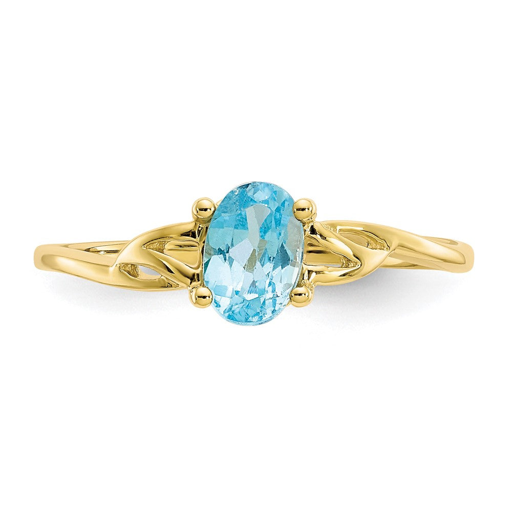 10k Polished 6x4mm Oval Genuine December/ Blue Topaz Birthstone Ring