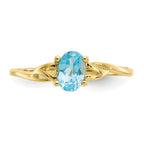 10k Polished 6x4mm Oval Genuine December/ Blue Topaz Birthstone Ring