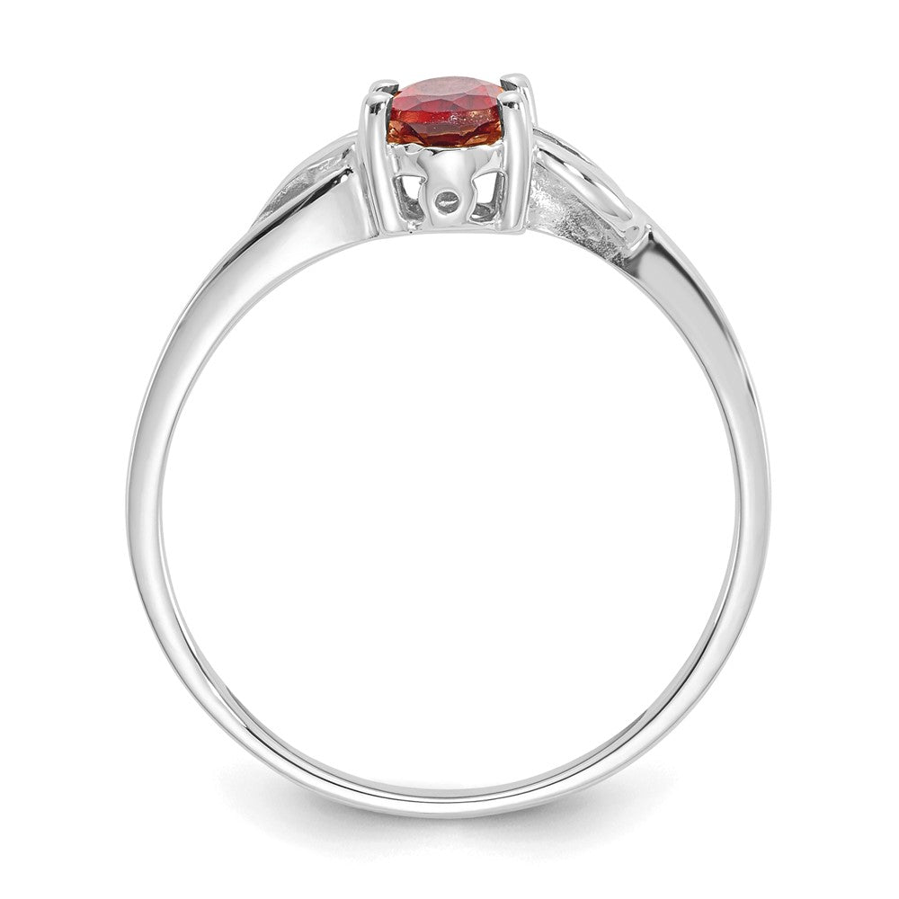 10k White Gold Polished 6x4mm Oval Genuine January/ Garnet Birthstone Ring
