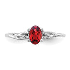 10k White Gold Polished 6x4mm Oval Genuine January/ Garnet Birthstone Ring