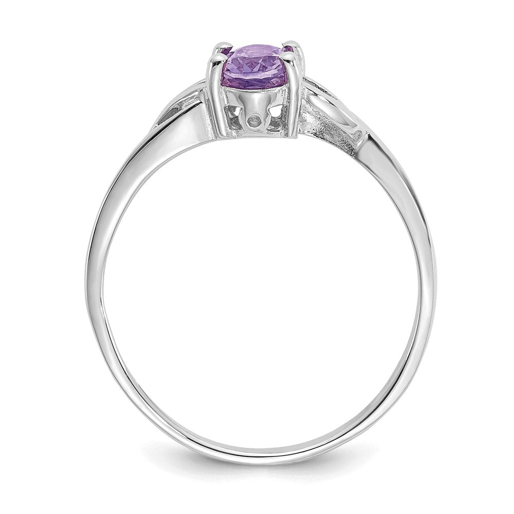 10k White Gold Polished 6x4mm Oval Genuine February/ Amethyst Birthstone Ring