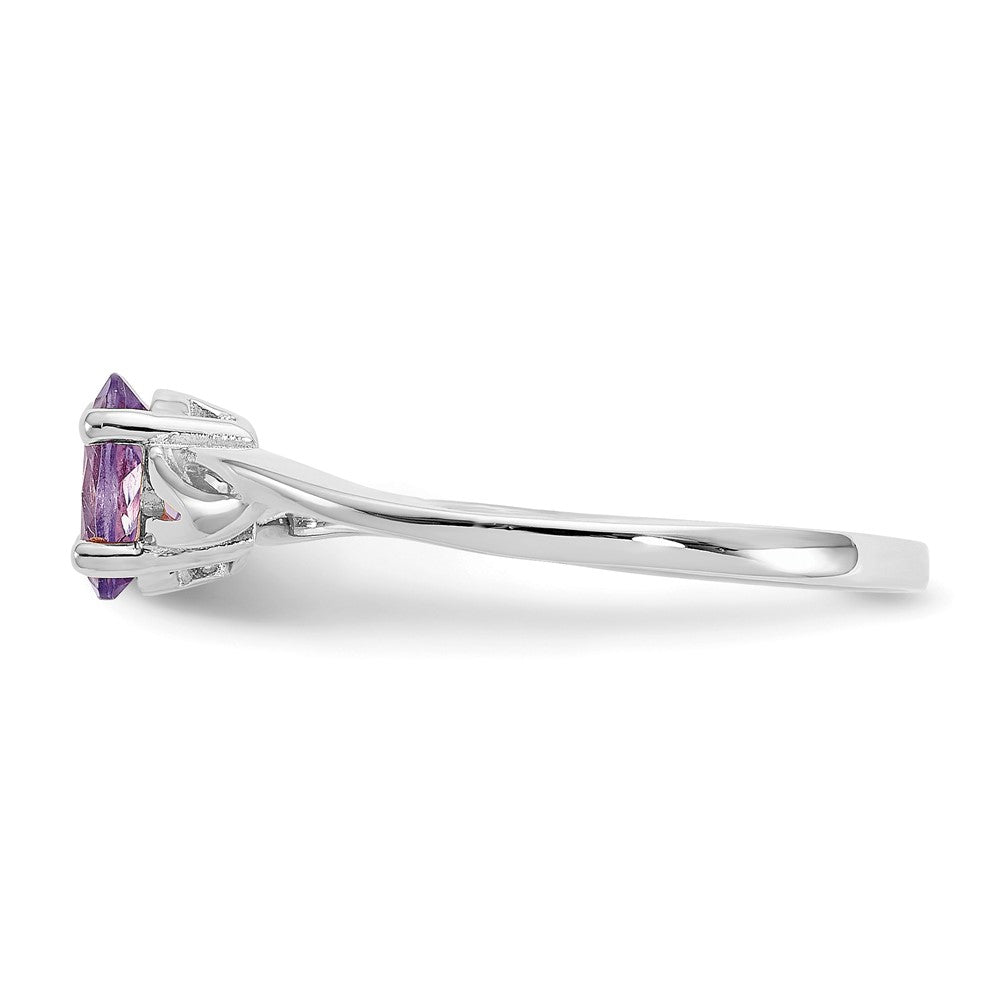 10k White Gold Polished 6x4mm Oval Genuine February/ Amethyst Birthstone Ring