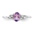 10k White Gold Polished 6x4mm Oval Genuine February/ Amethyst Birthstone Ring