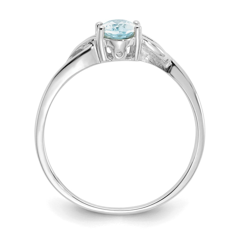 10k White Gold Polished 6x4mm Oval Genuine March/ Aquamarine Birthstone Ring
