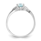 10k White Gold Polished 6x4mm Oval Genuine March/ Aquamarine Birthstone Ring