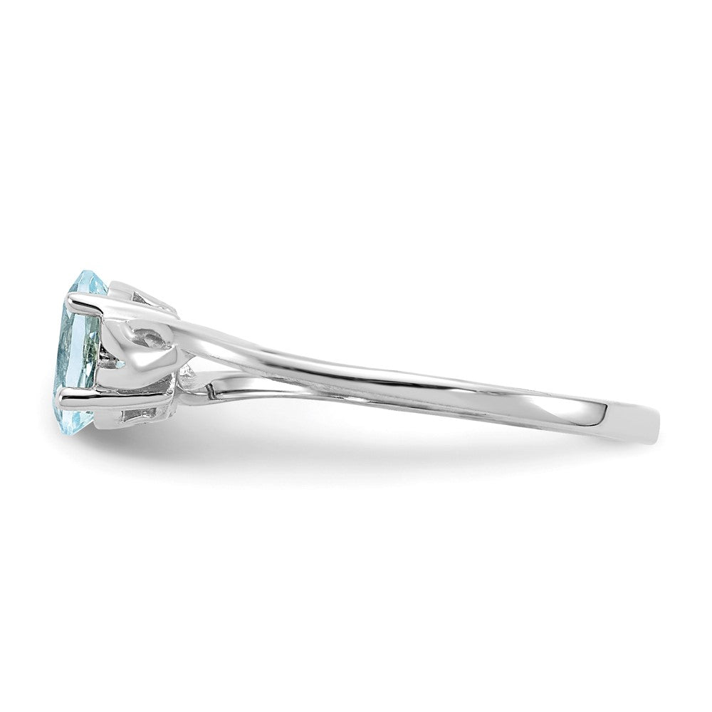 10k White Gold Polished 6x4mm Oval Genuine March/ Aquamarine Birthstone Ring