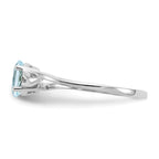 10k White Gold Polished 6x4mm Oval Genuine March/ Aquamarine Birthstone Ring