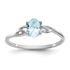 10k White Gold Polished 6x4mm Oval Genuine March/ Aquamarine Birthstone Ring
