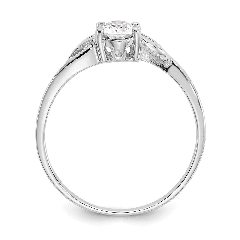 10k White Gold Polished 6x4mm Oval Genuine April/ White Topaz Birthstone Ring
