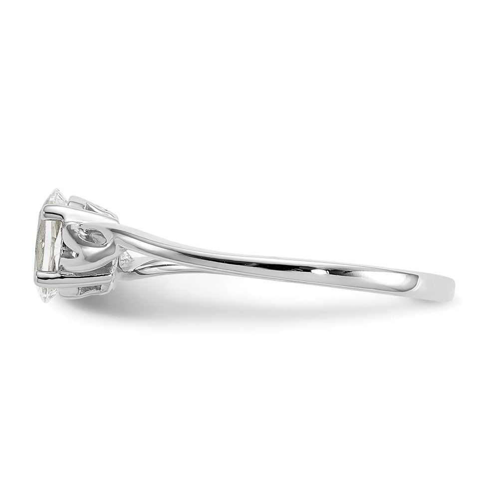 10k White Gold Polished 6x4mm Oval Genuine April/ White Topaz Birthstone Ring