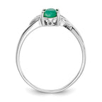 10k White Gold Polished 6x4mm Oval Genuine May/ Emerald Birthstone Ring