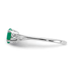 10k White Gold Polished 6x4mm Oval Genuine May/ Emerald Birthstone Ring