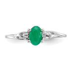 10k White Gold Polished 6x4mm Oval Genuine May/ Emerald Birthstone Ring
