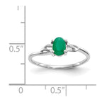 10k White Gold Polished 6x4mm Oval Genuine May/ Emerald Birthstone Ring