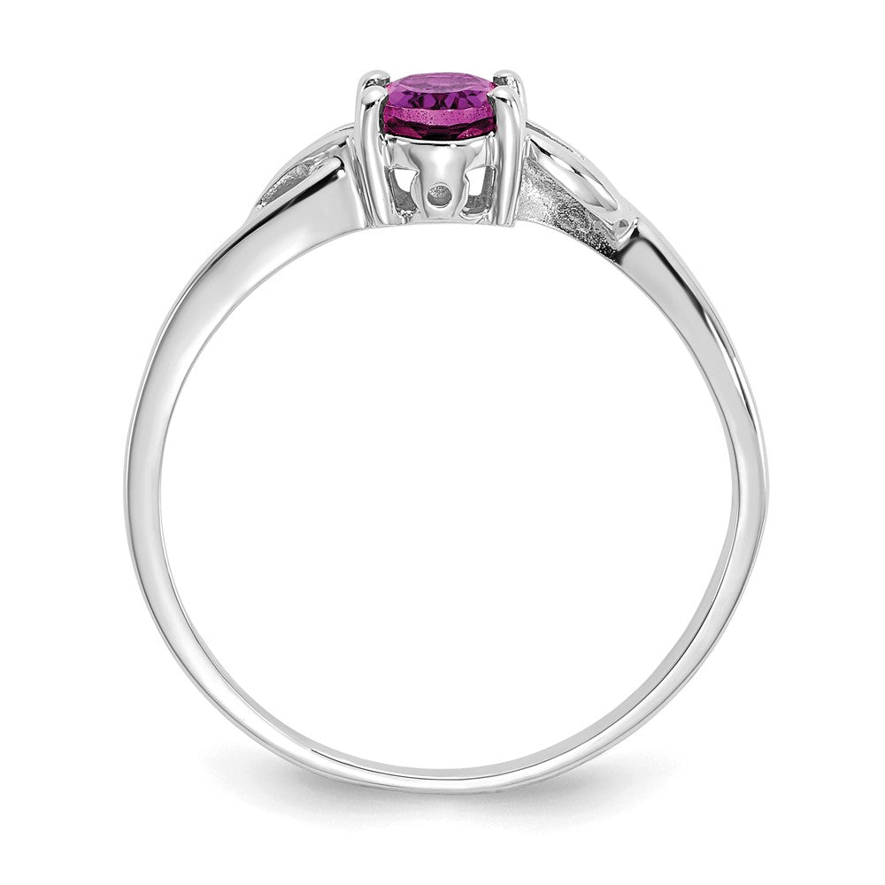 10k White Gold Polished 6x4mm Oval Genuine June/ Rhodolite Garnet Birthstone Ring