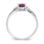 10k White Gold Polished 6x4mm Oval Genuine June/ Rhodolite Garnet Birthstone Ring