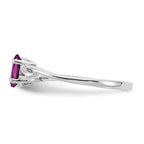 10k White Gold Polished 6x4mm Oval Genuine June/ Rhodolite Garnet Birthstone Ring