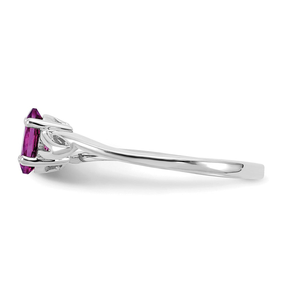 10k White Gold Polished 6x4mm Oval Genuine June/ Rhodolite Garnet Birthstone Ring
