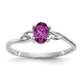 10k White Gold Polished 6x4mm Oval Genuine June/ Rhodolite Garnet Birthstone Ring