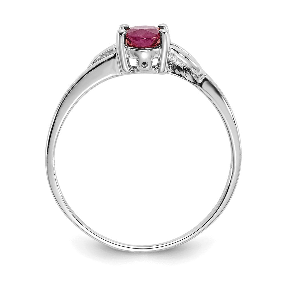 10k White Gold Polished 6x4mm Oval Genuine July/ Ruby Birthstone Ring