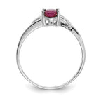 10k White Gold Polished 6x4mm Oval Genuine July/ Ruby Birthstone Ring