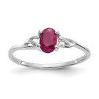 10k White Gold Polished 6x4mm Oval Genuine July/ Ruby Birthstone Ring