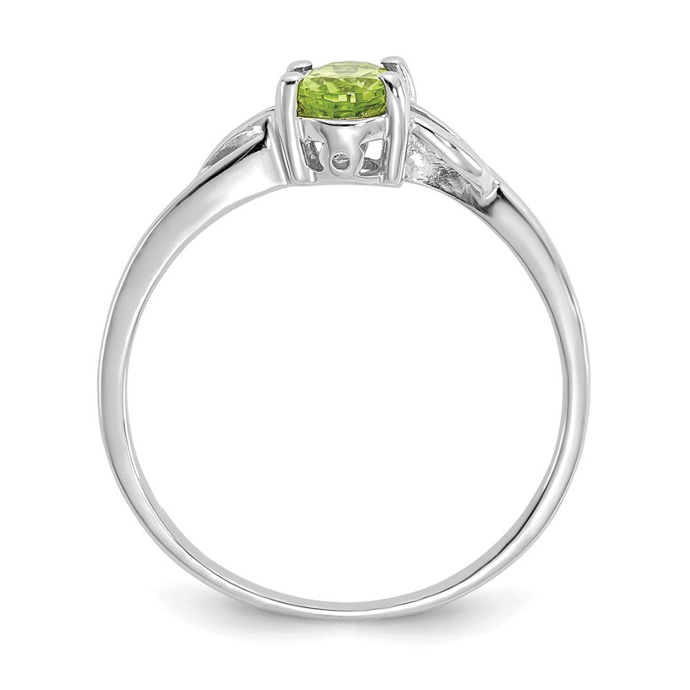10k White Gold Polished 6x4mm Oval Genuine August/ Peridot Birthstone Ring