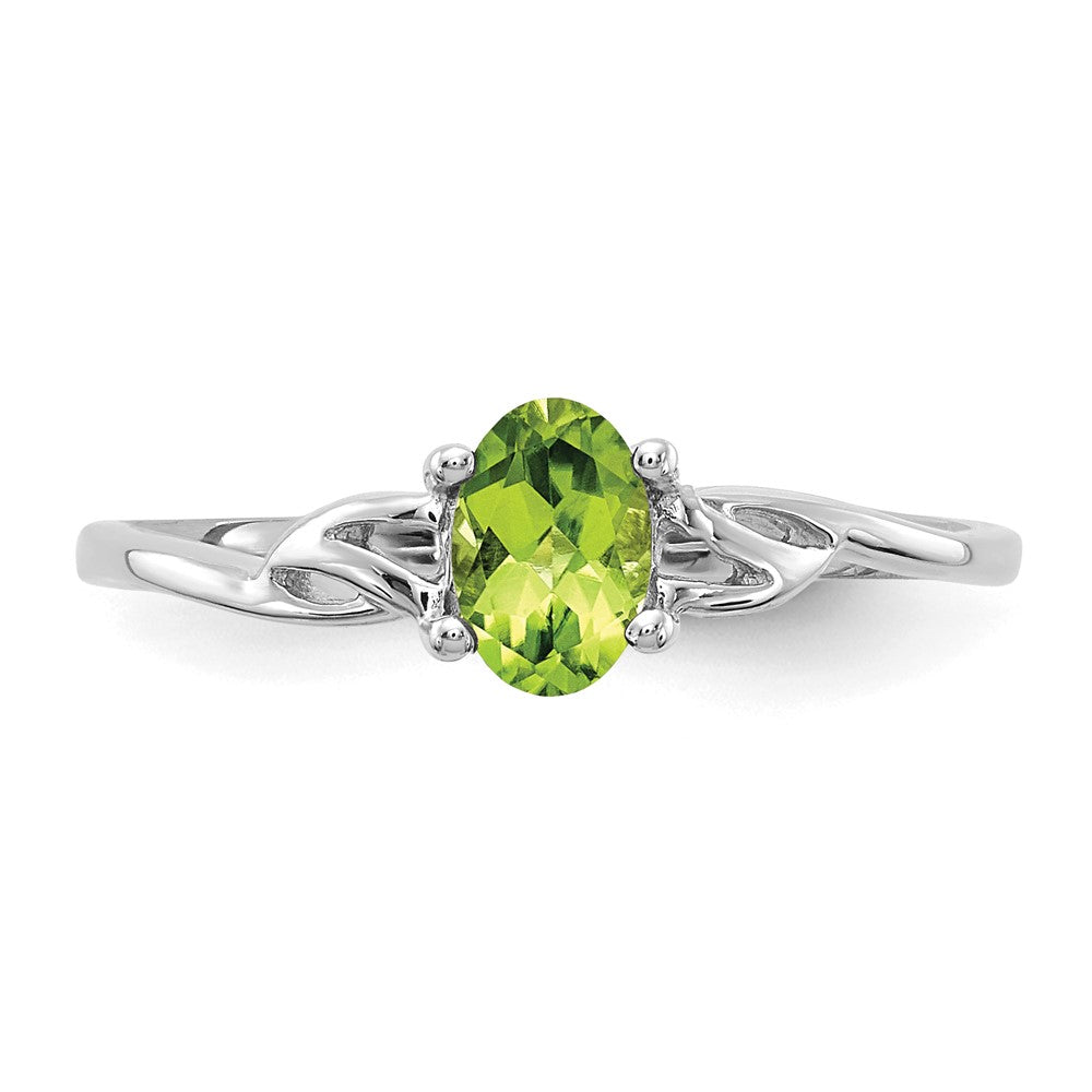 10k White Gold Polished 6x4mm Oval Genuine August/ Peridot Birthstone Ring