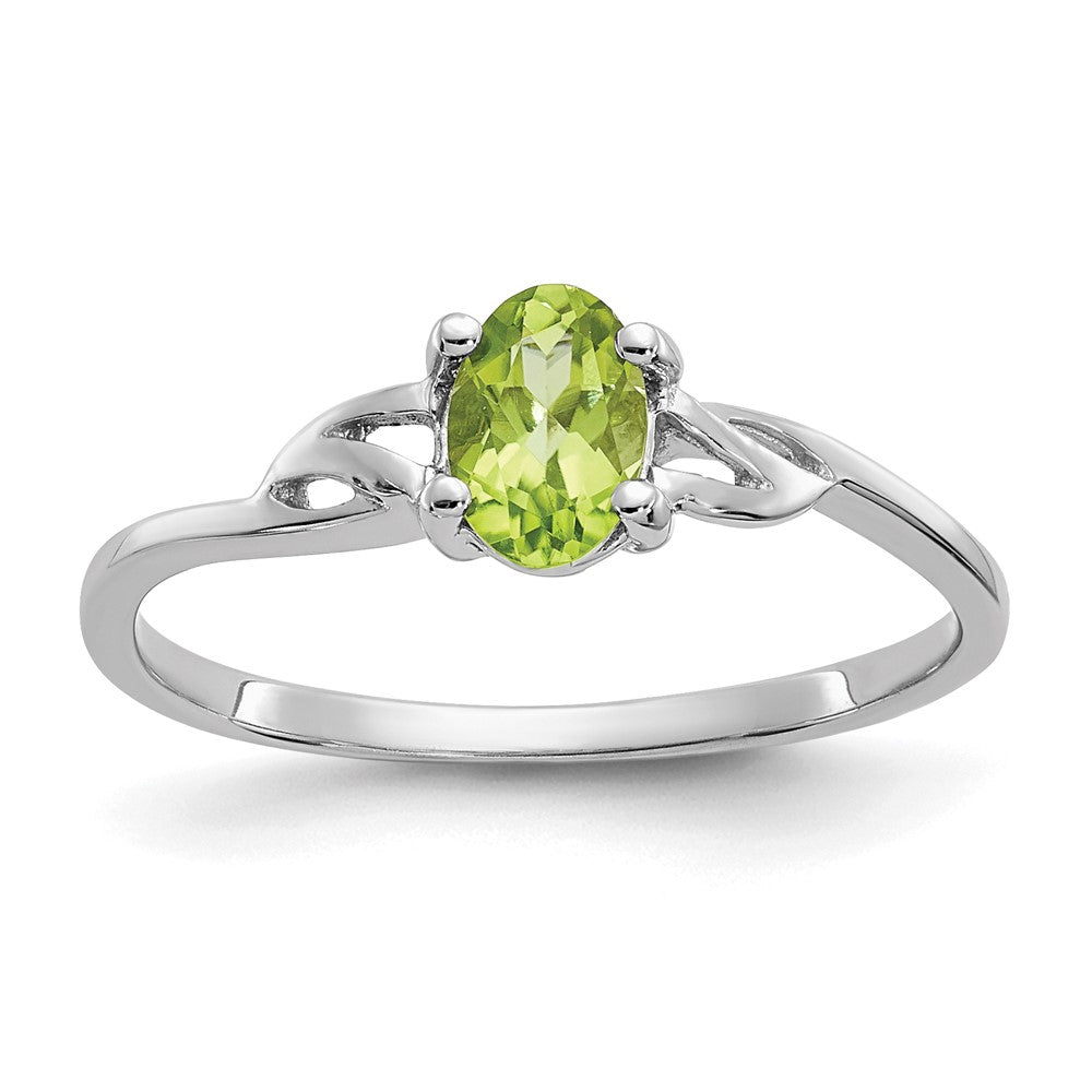 10k White Gold Polished 6x4mm Oval Genuine August/ Peridot Birthstone Ring