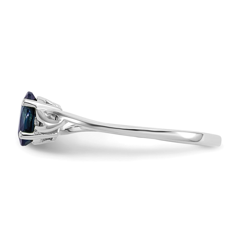 10k White Gold Polished 6x4mm Oval Genuine September/ Sapphire Birthstone Ring