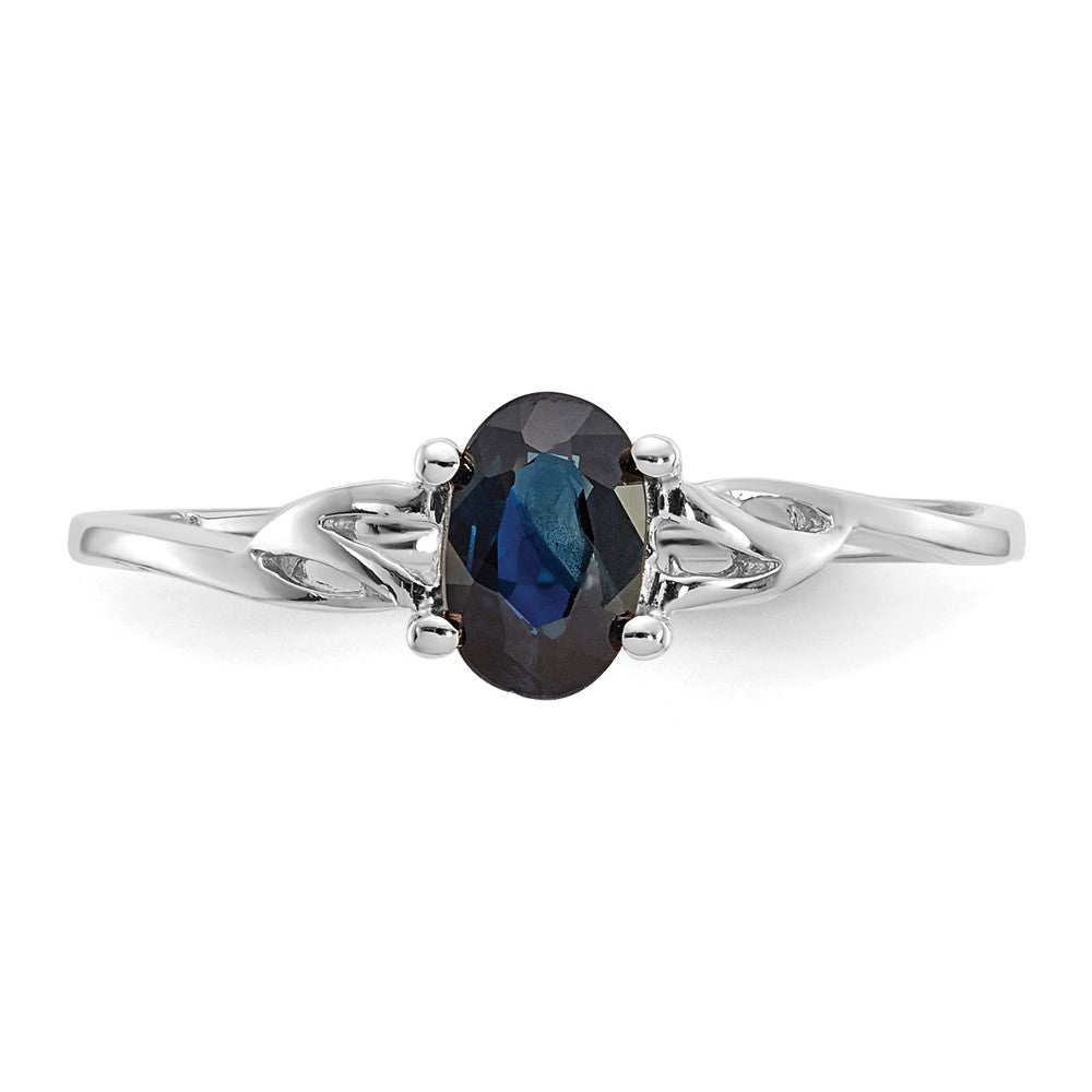 10k White Gold Polished 6x4mm Oval Genuine September/ Sapphire Birthstone Ring