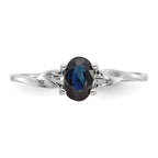 10k White Gold Polished 6x4mm Oval Genuine September/ Sapphire Birthstone Ring