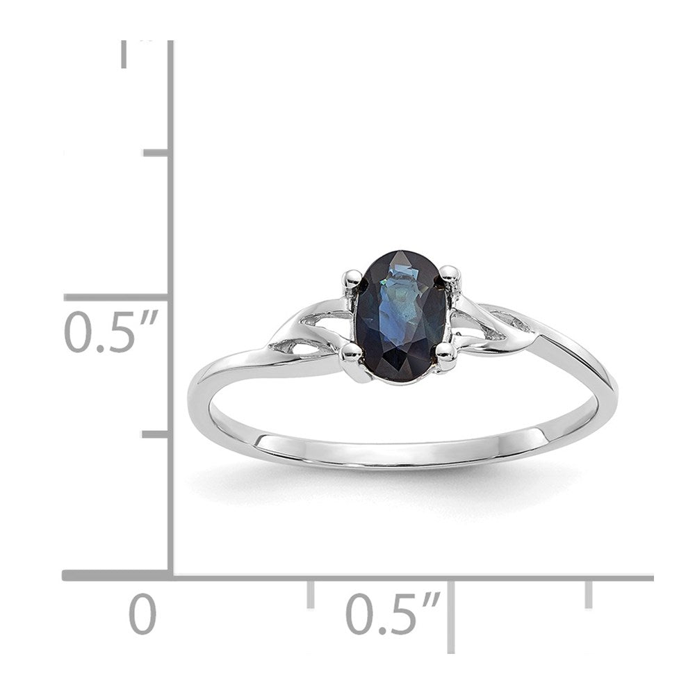 10k White Gold Polished 6x4mm Oval Genuine September/ Sapphire Birthstone Ring